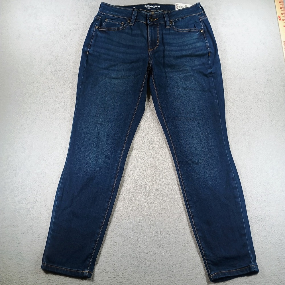 Sonoma Womens Everyday Jean Dark Wash 4P Mid Rise Skinny Leg